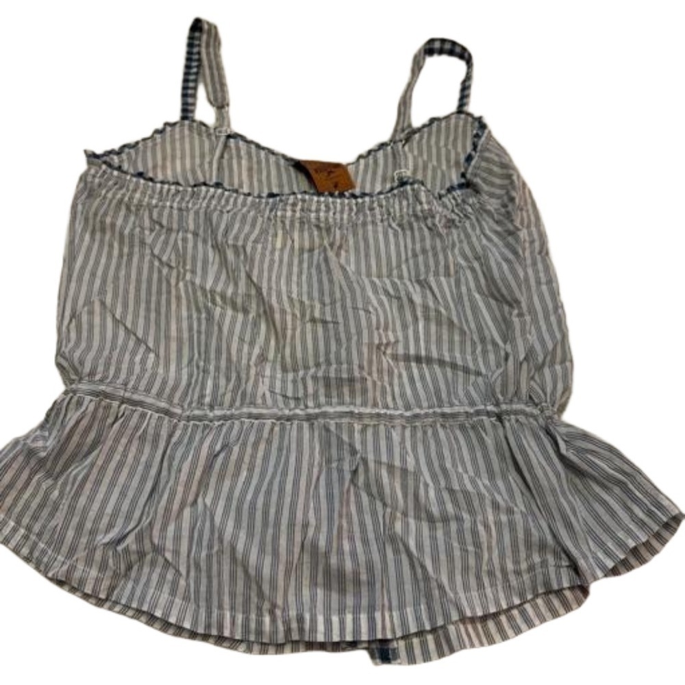 Hollister Blue and White Striped Camisole Tank Top Size M Adjustable Straps Tie - Picture 5 of 17
